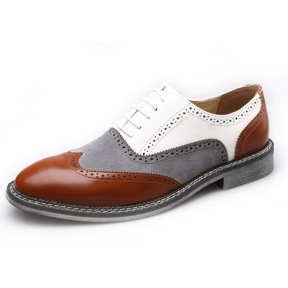 Männer Brogue Colorblock Oxfords Schnüren Business Casual Formale Schuhe