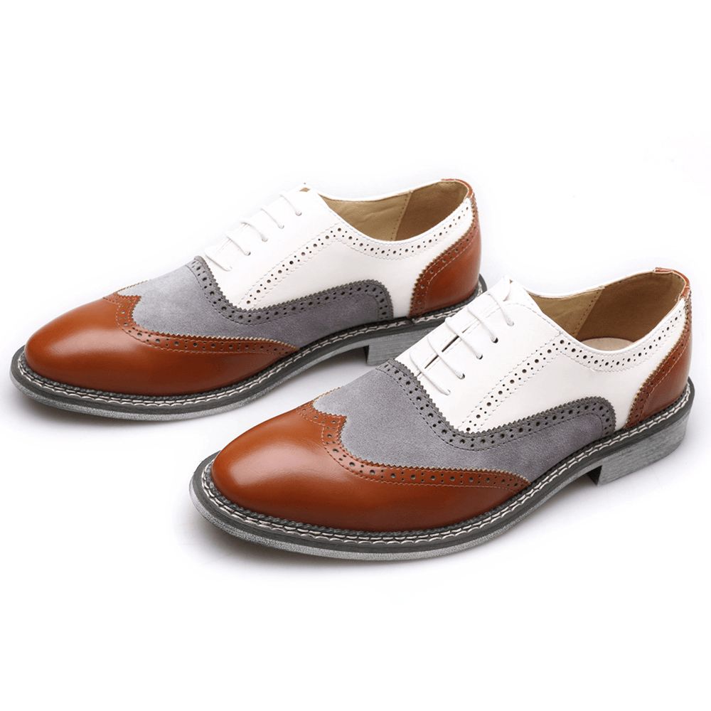 Männer Brogue Colorblock Oxfords Schnüren Business Casual Formale Schuhe