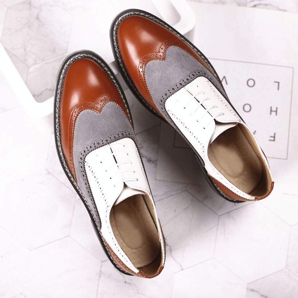 Männer Brogue Colorblock Oxfords Schnüren Business Casual Formale Schuhe