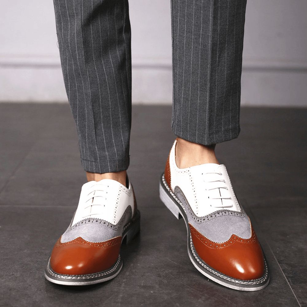 Männer Brogue Colorblock Oxfords Schnüren Business Casual Formale Schuhe