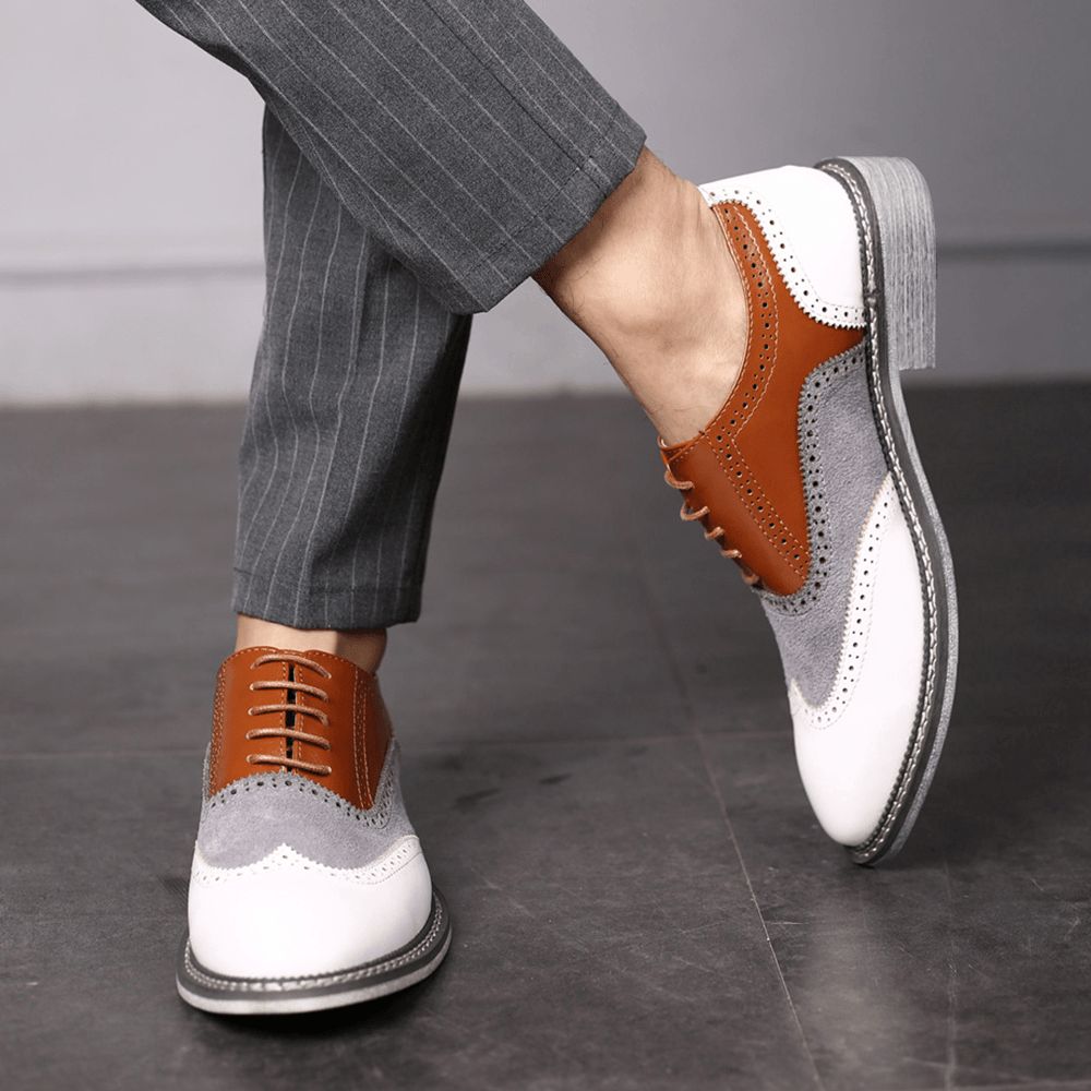 Männer Brogue Colorblock Oxfords Schnüren Business Casual Formale Schuhe