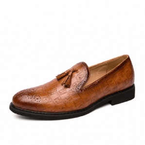 Männer Brogue Quaste Dekor Mikrofaser Leder Slip-On Party Formelle Schuhe