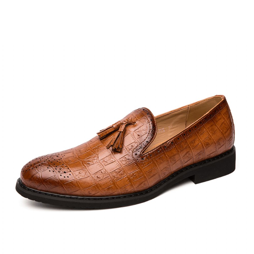 Männer Brogue Quaste Dekor Mikrofaser Leder Slip-On Party Formelle Schuhe