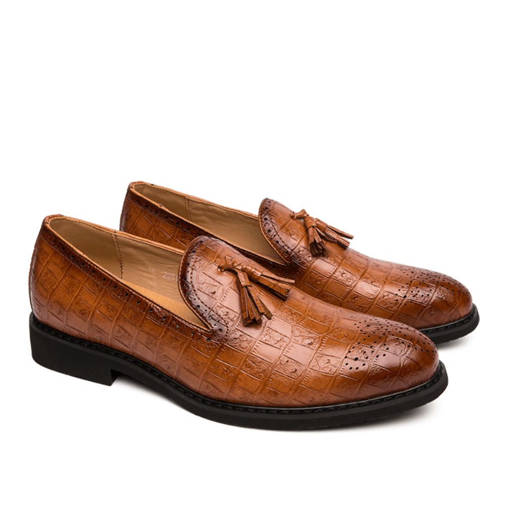 Männer Brogue Quaste Dekor Mikrofaser Leder Slip-On Party Formelle Schuhe