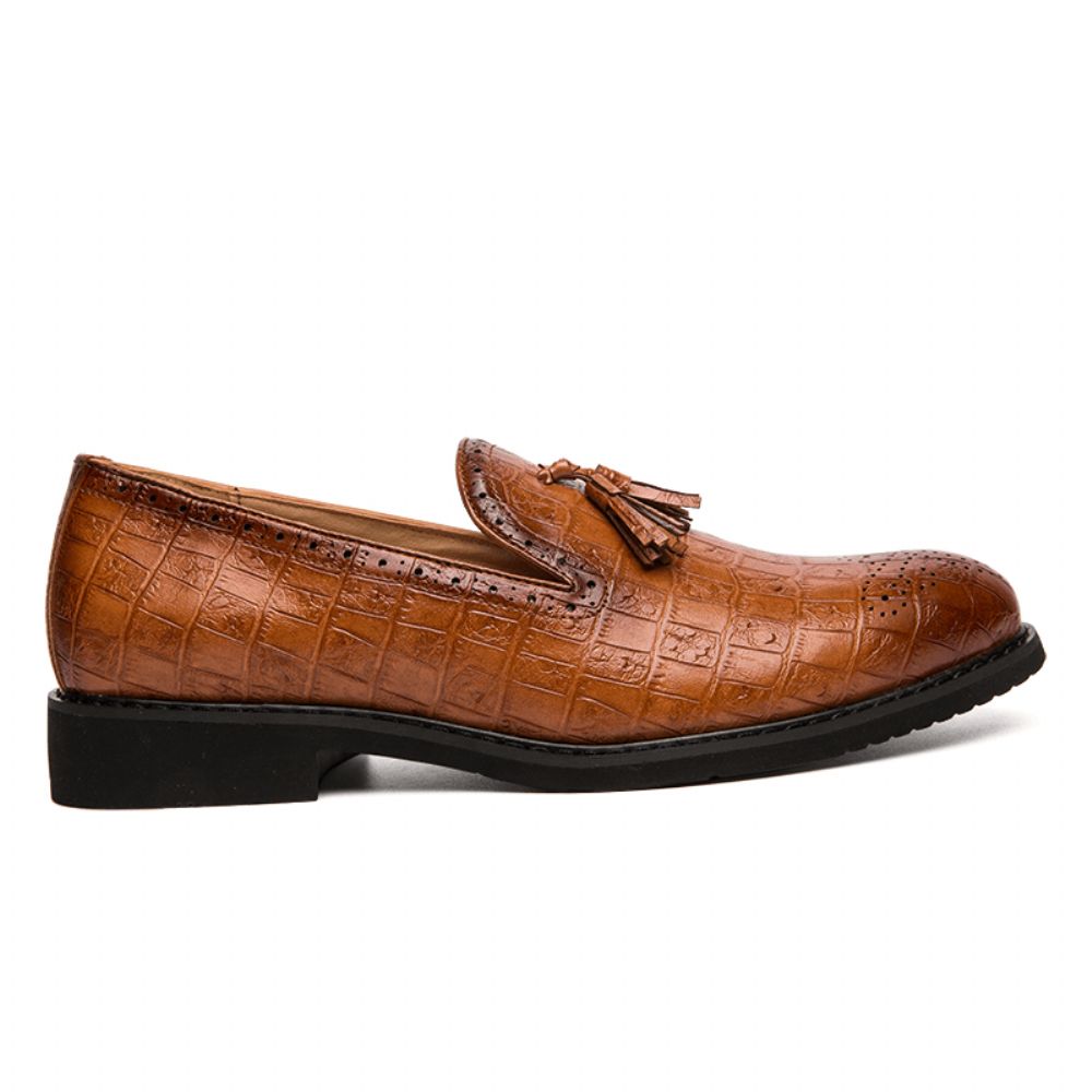 Männer Brogue Quaste Dekor Mikrofaser Leder Slip-On Party Formelle Schuhe