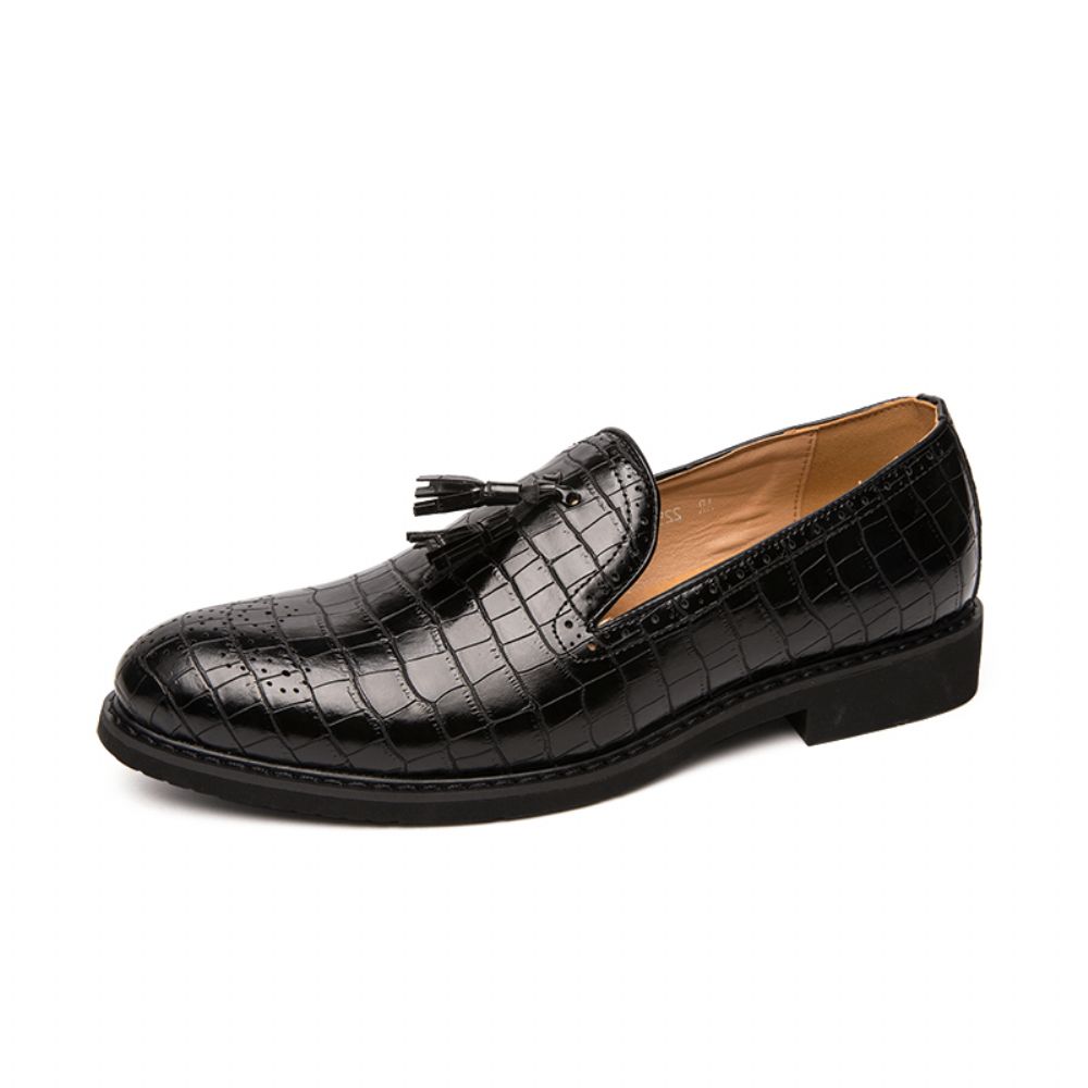 Männer Brogue Quaste Dekor Mikrofaser Leder Slip-On Party Formelle Schuhe