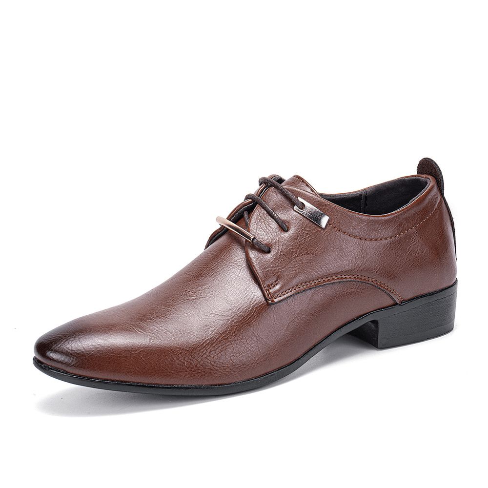 Männer Leder Atmungsaktive Spitzschuh Weicher Boden Schnürung Vintage Kleid Casual Business Schuhe