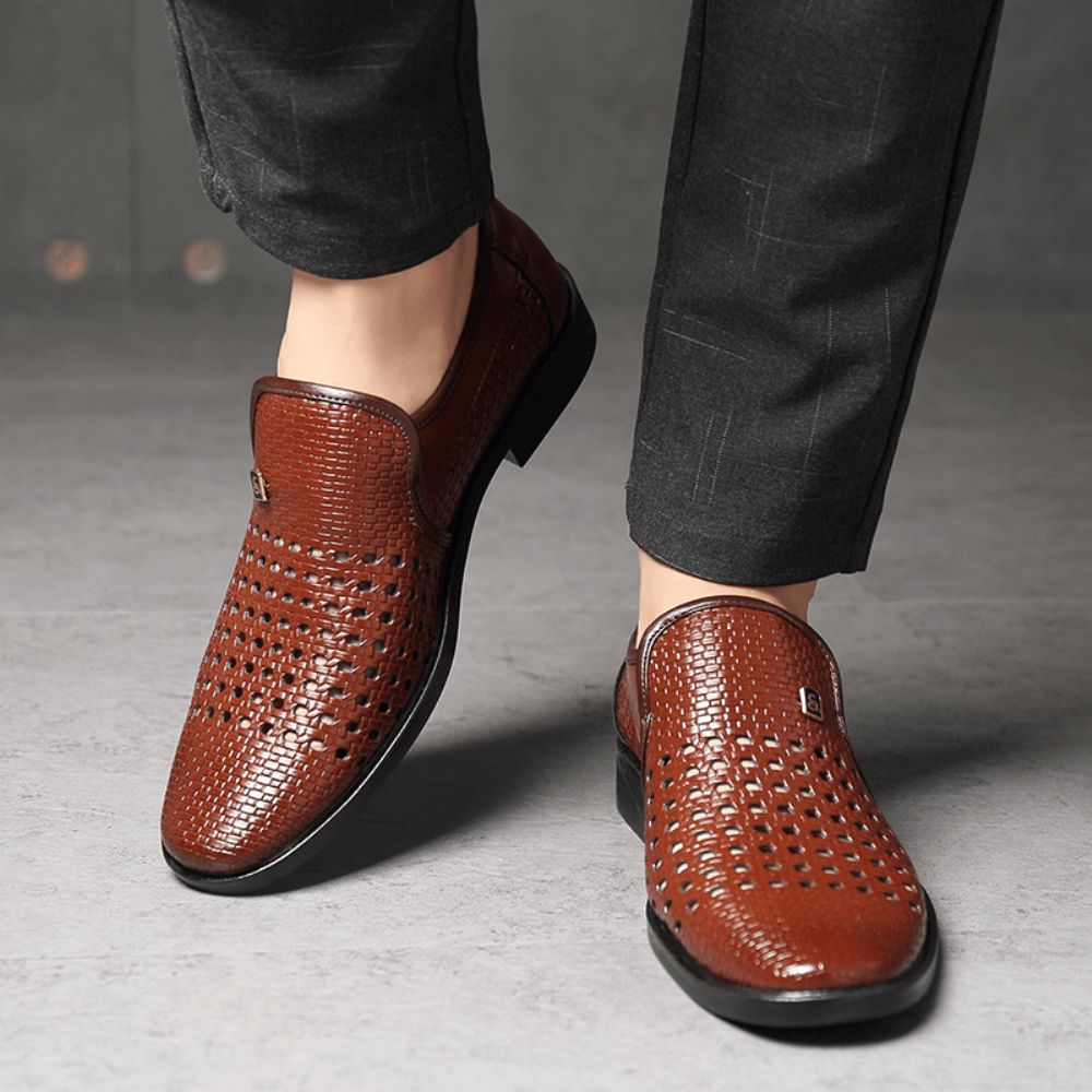 Männer Mikrofaser Leder Loch Rutschfeste Atmungsaktive Business Casual Formelle Schuhe