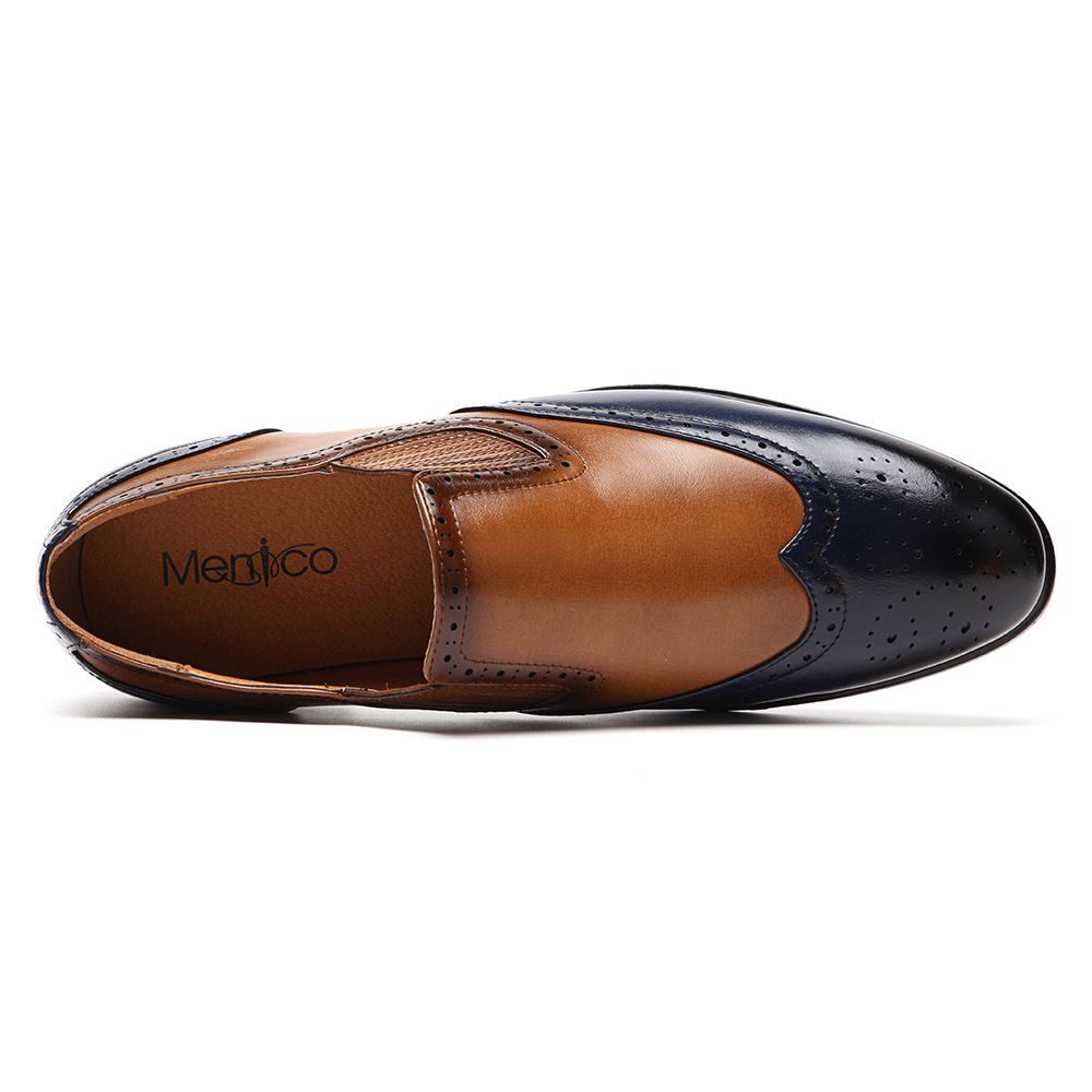 Menico Herren Brogue Carved Color Spice Slip-On Business Oxfords