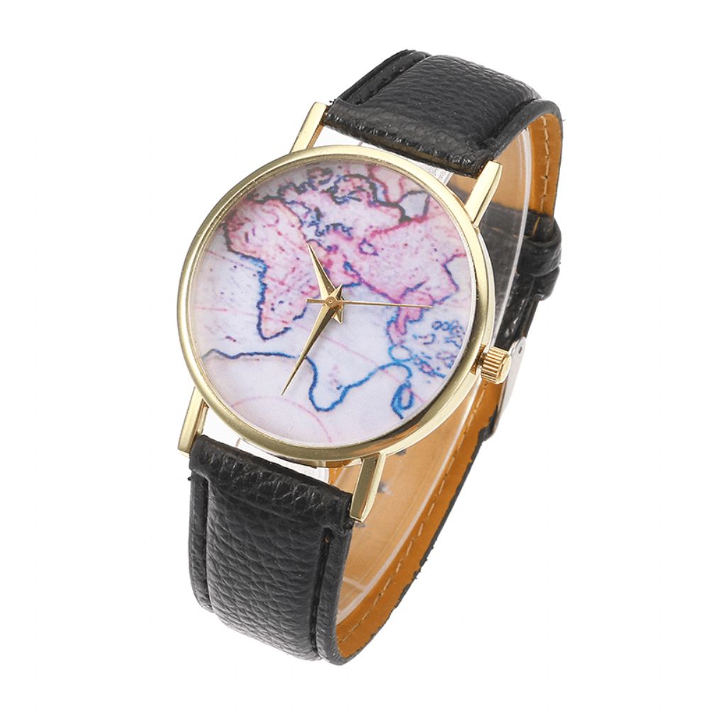 Art Und Weisebeiläufiges Pu-Leder-Bügel-Karten-Vorwahlknopf-Frauen-Armbanduhr-Quarz-Uhr