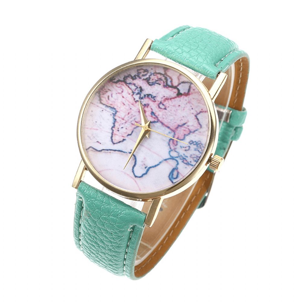 Art Und Weisebeiläufiges Pu-Leder-Bügel-Karten-Vorwahlknopf-Frauen-Armbanduhr-Quarz-Uhr