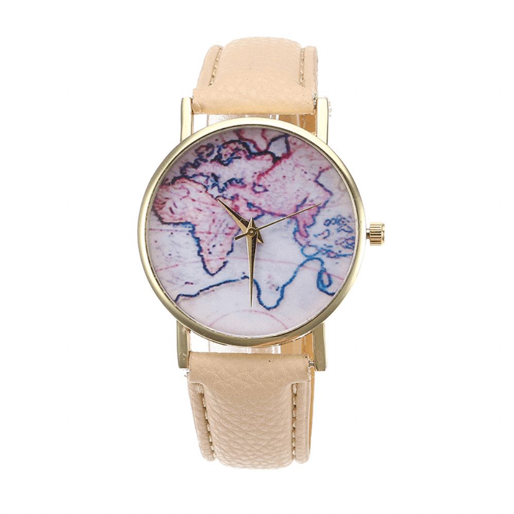 Art Und Weisebeiläufiges Pu-Leder-Bügel-Karten-Vorwahlknopf-Frauen-Armbanduhr-Quarz-Uhr