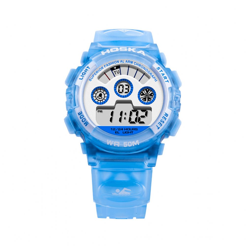 Hoskas H001S Frische Rosa Blaue Farbe Wasserdichte Mode-Art-Kinderuhr-Paar-Digitaluhr