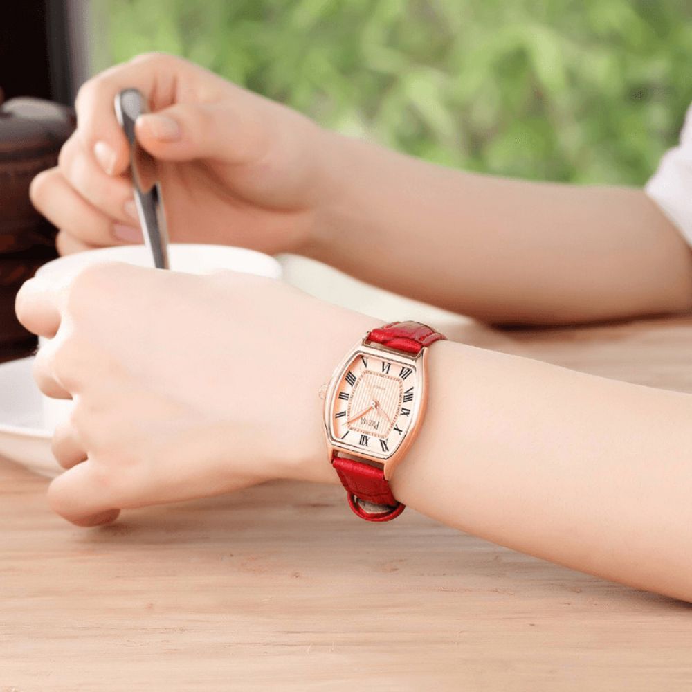 Prema Art Und Weise Beiläufige Römische Ziffer Pu-Leder-Band-Frauen-Quarz-Uhr-Armbanduhr