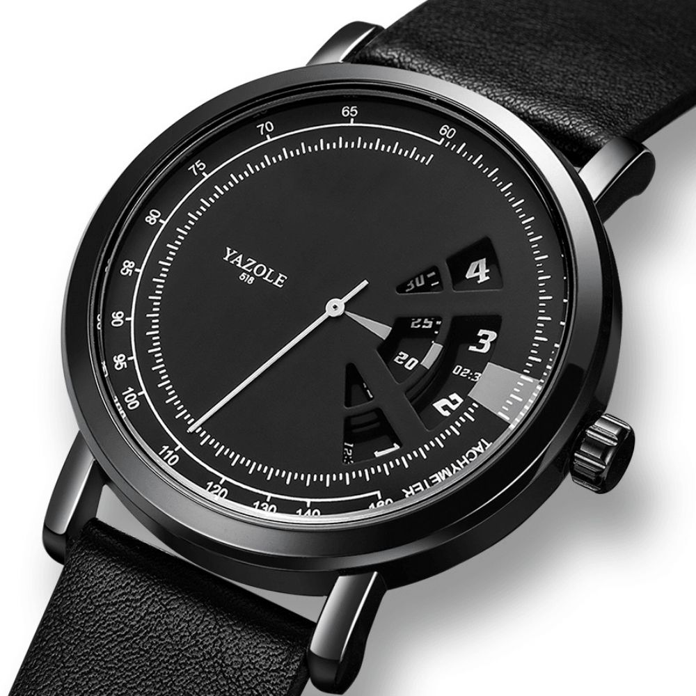 Yazole Casual Hollow Dial 3Atm Wasserdichte Herren-Quarzuhr-Armbanduhr