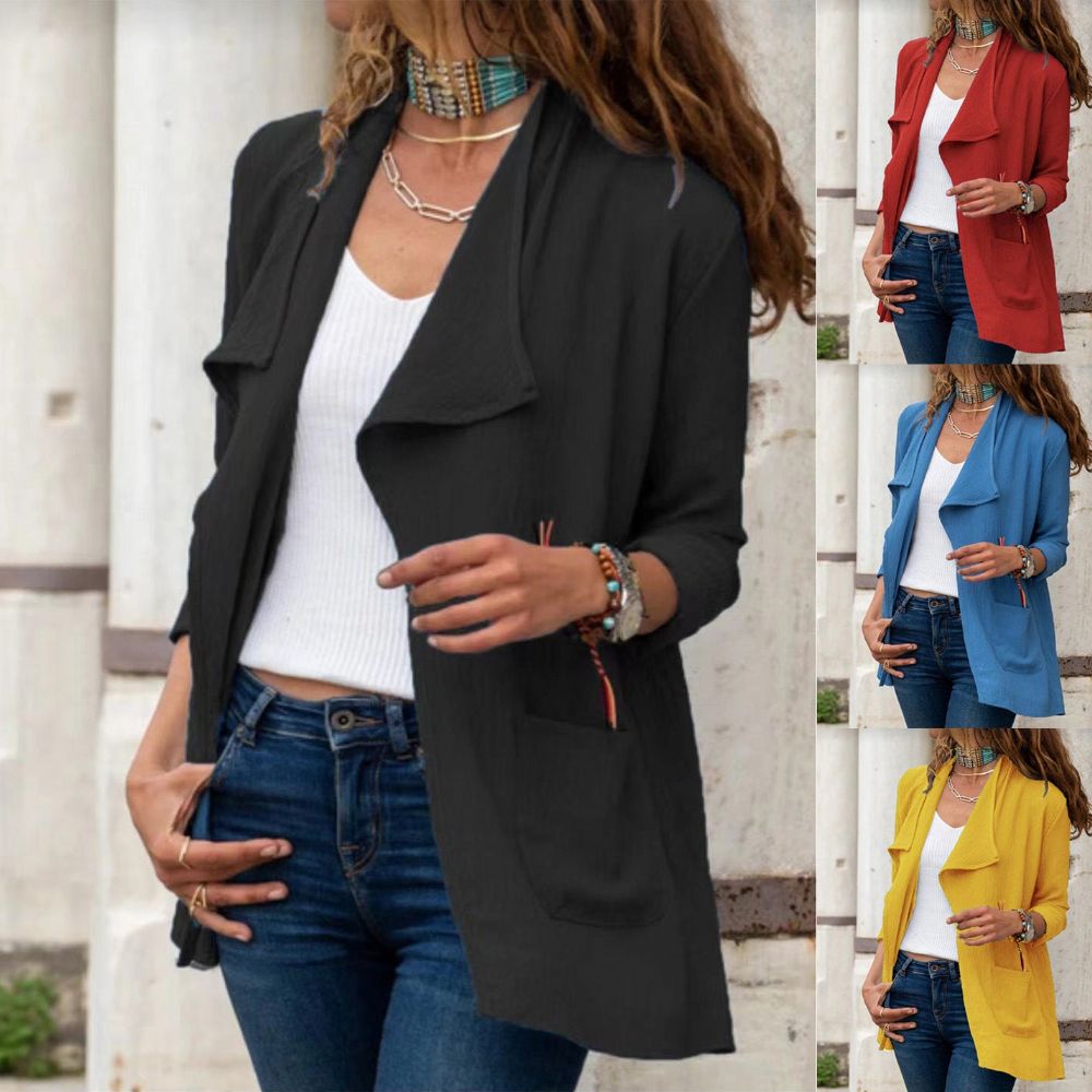 Einfarbige Langärmlige Kurze Windjacke Für Damen Lässige All-Match-Strickjacke