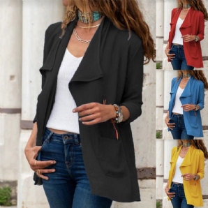 Einfarbige Langärmlige Kurze Windjacke Für Damen Lässige All-Match-Strickjacke