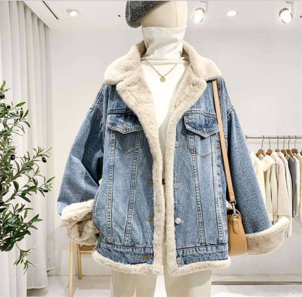 Einreihige Zweiseitige Jeansjacke Im Bf-Stil