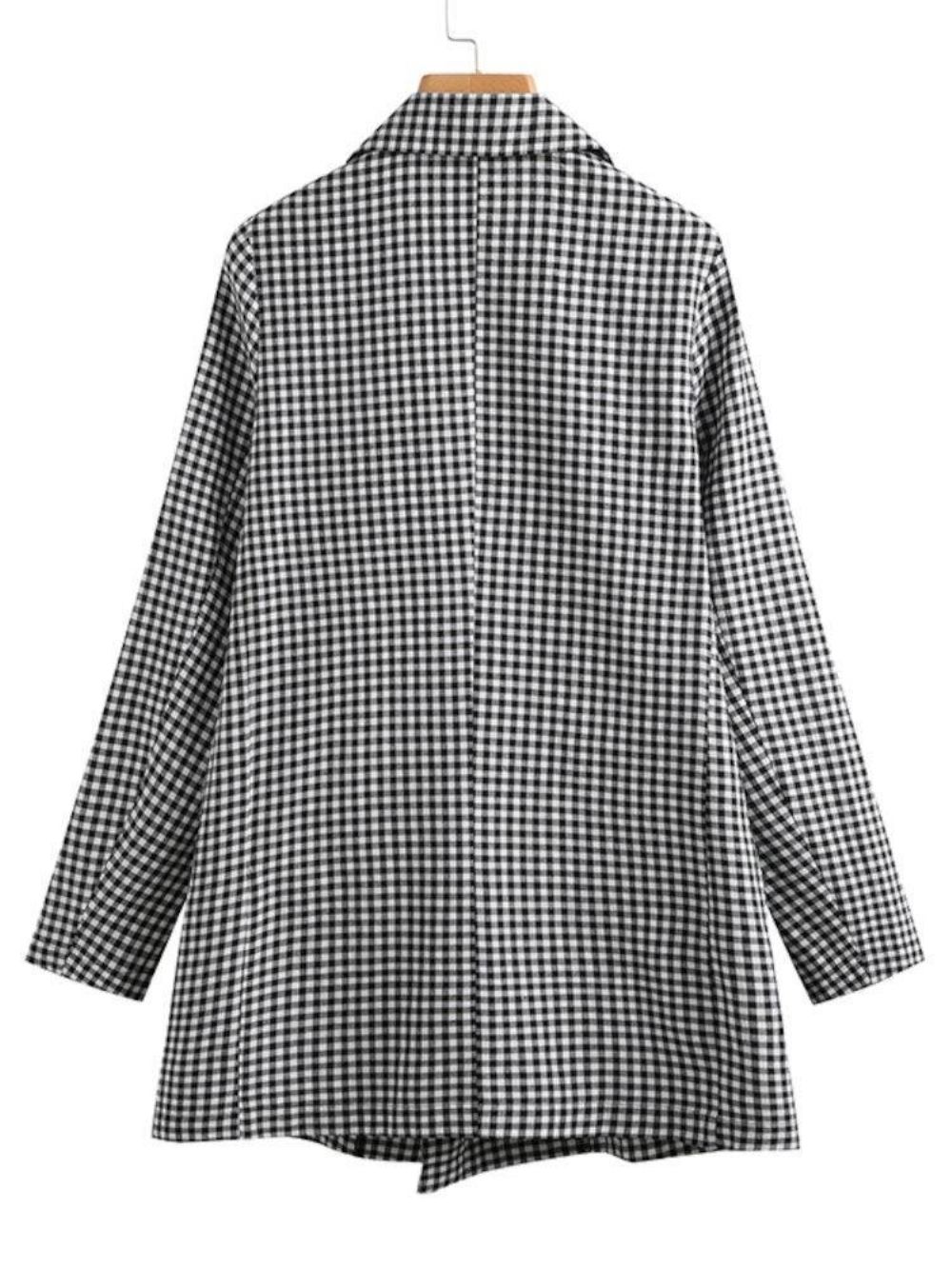 Frauen Plaid Casual Full Sleeve Knielangen Retro Business Ungefütterte Anzüge