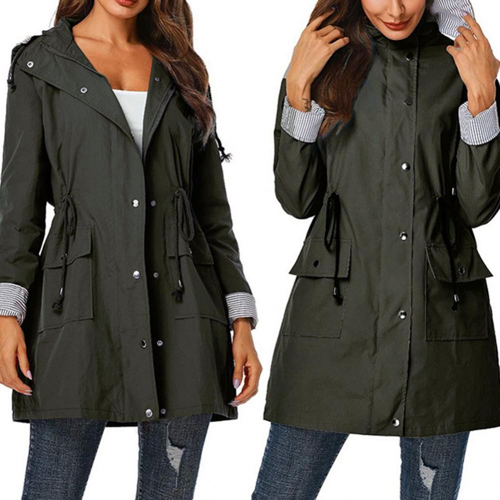 Lässiger Mittellanger Damen-Trenchcoat Mit Kapuzenweste