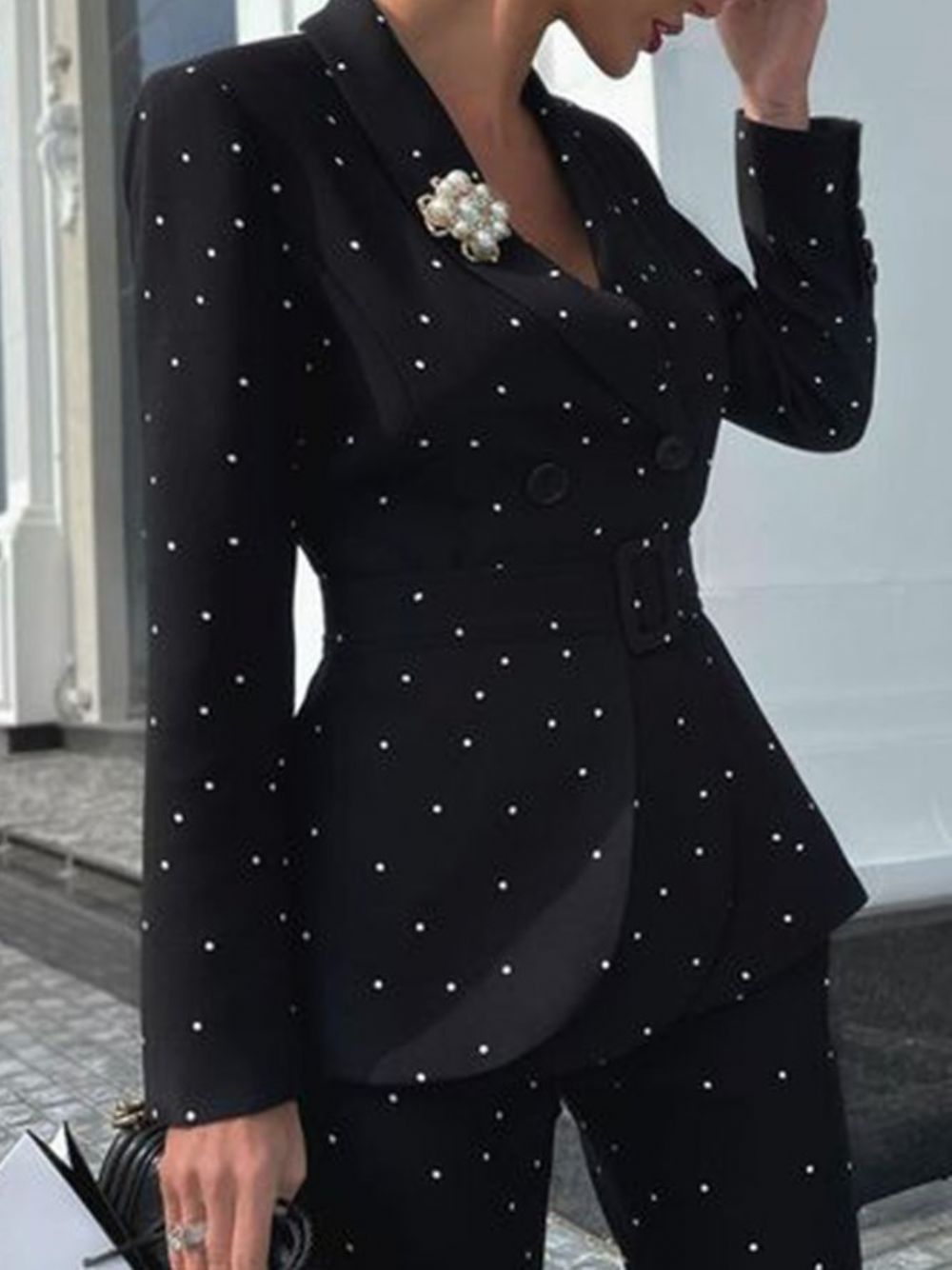 Polka Dots Revers Eleganter Blazer