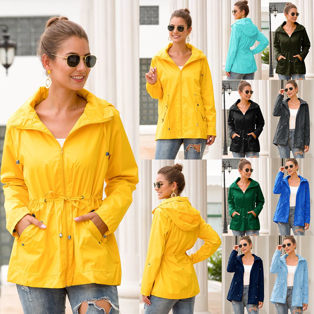 Regenjacke Mit Kapuze Und Taille Für Outdoor-Wanderungen