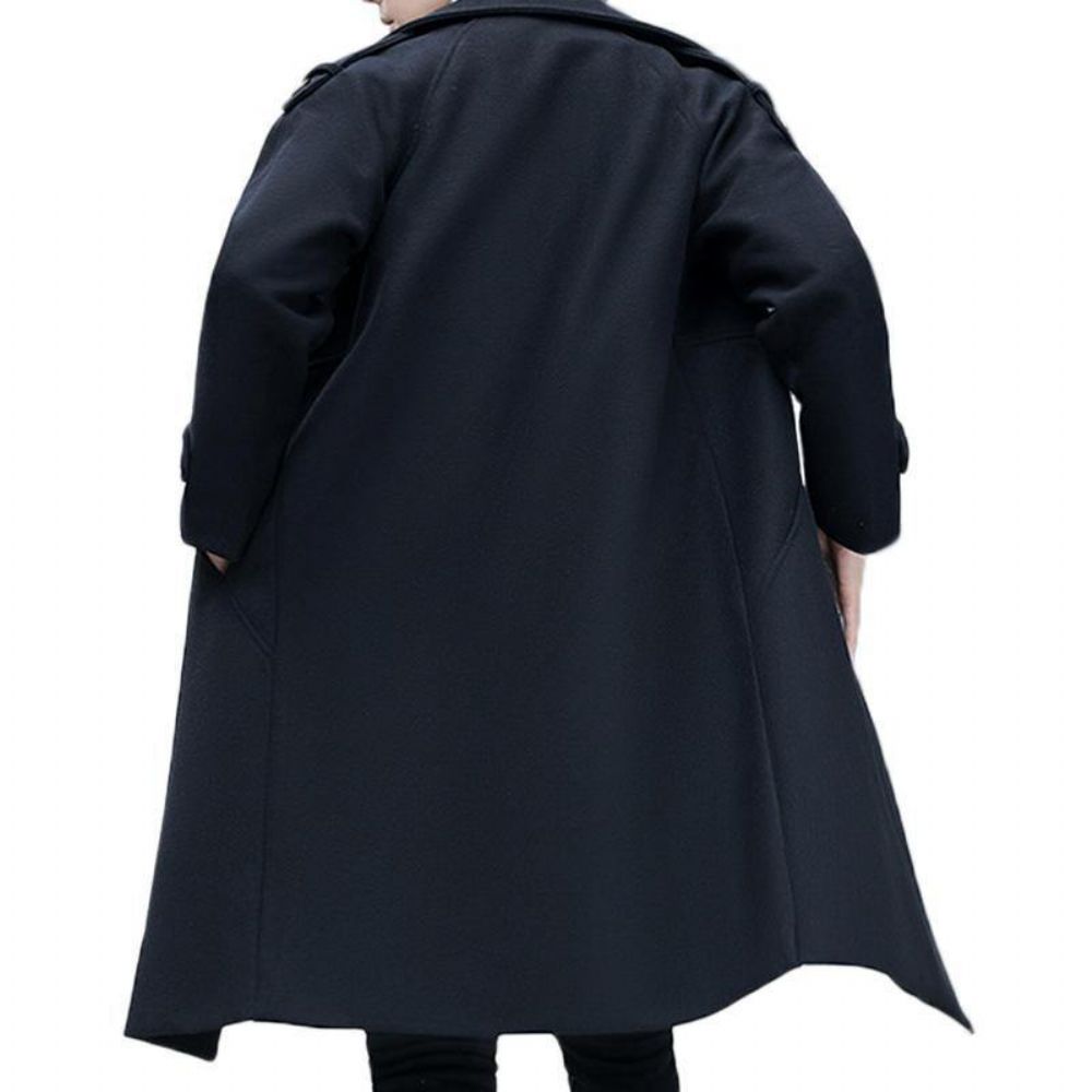 Schlanker Mittellanger Zweireihiger Dicker Warmer Stilvoller Trenchcoat Für Herren