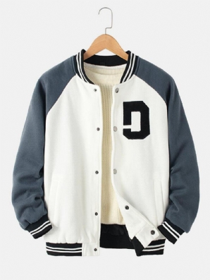 Herren Vintage Dicke Raglanärmel Knopf Lässige Lose Varsity Jacke