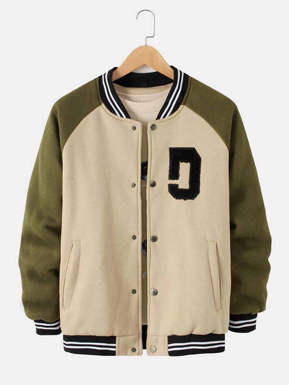 Herren Vintage Dicke Raglanärmel Knopf Lässige Lose Varsity Jacke