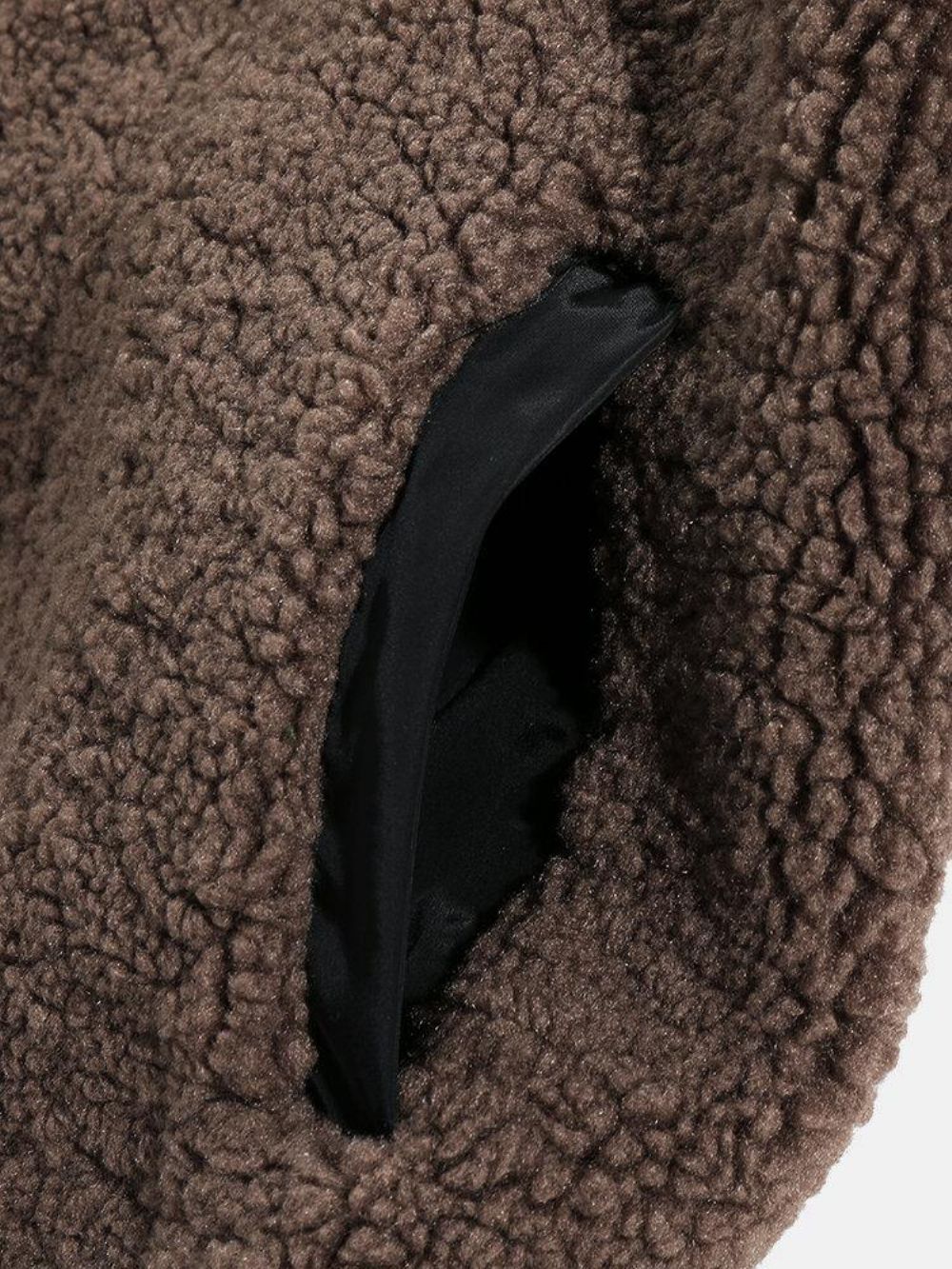 Warme Langärmlige Teddyjacke Mit Kontrastfarbenen Taschen Für Herren