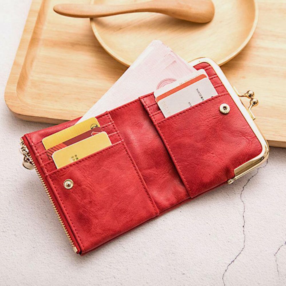 Damen 6 Kartenfächer Vintage Short Wallet Purse