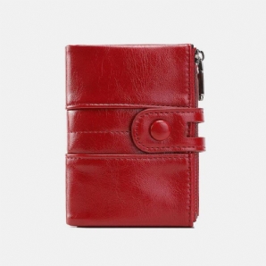 Damen Anti-Diebstahl 6 Kartenfächer Oil Wax Bifold Wallet Purse