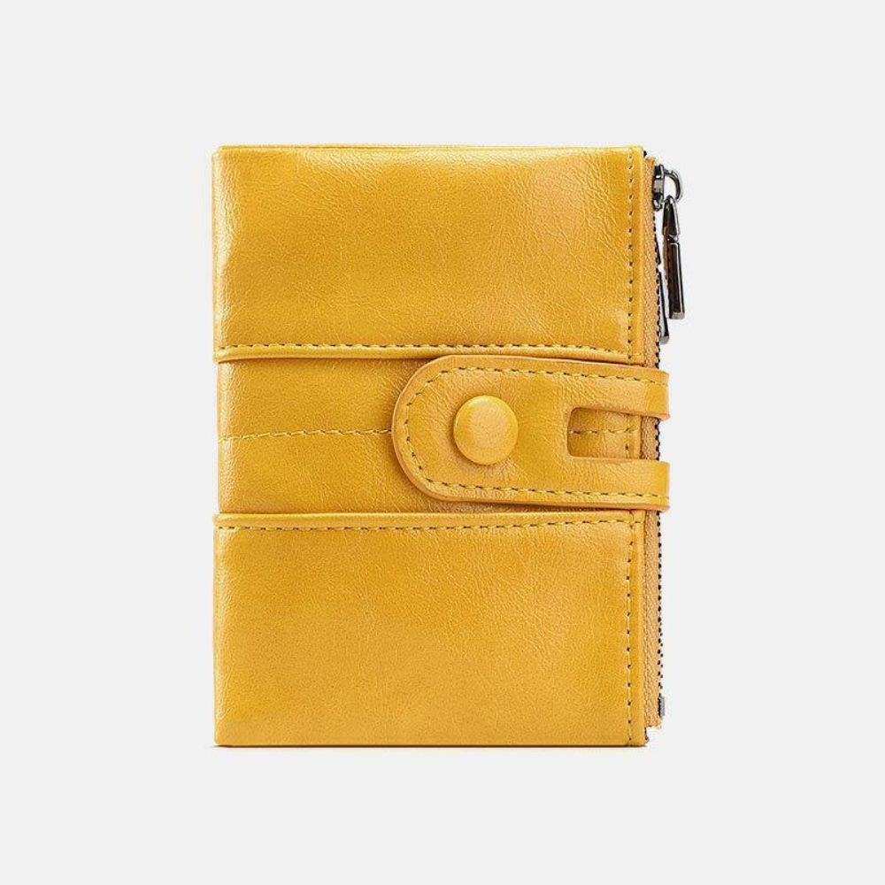 Damen Anti-Diebstahl 6 Kartenfächer Oil Wax Bifold Wallet Purse