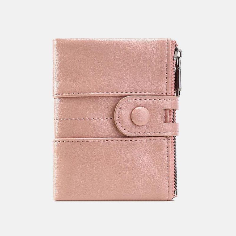 Damen Anti-Diebstahl 6 Kartenfächer Oil Wax Bifold Wallet Purse