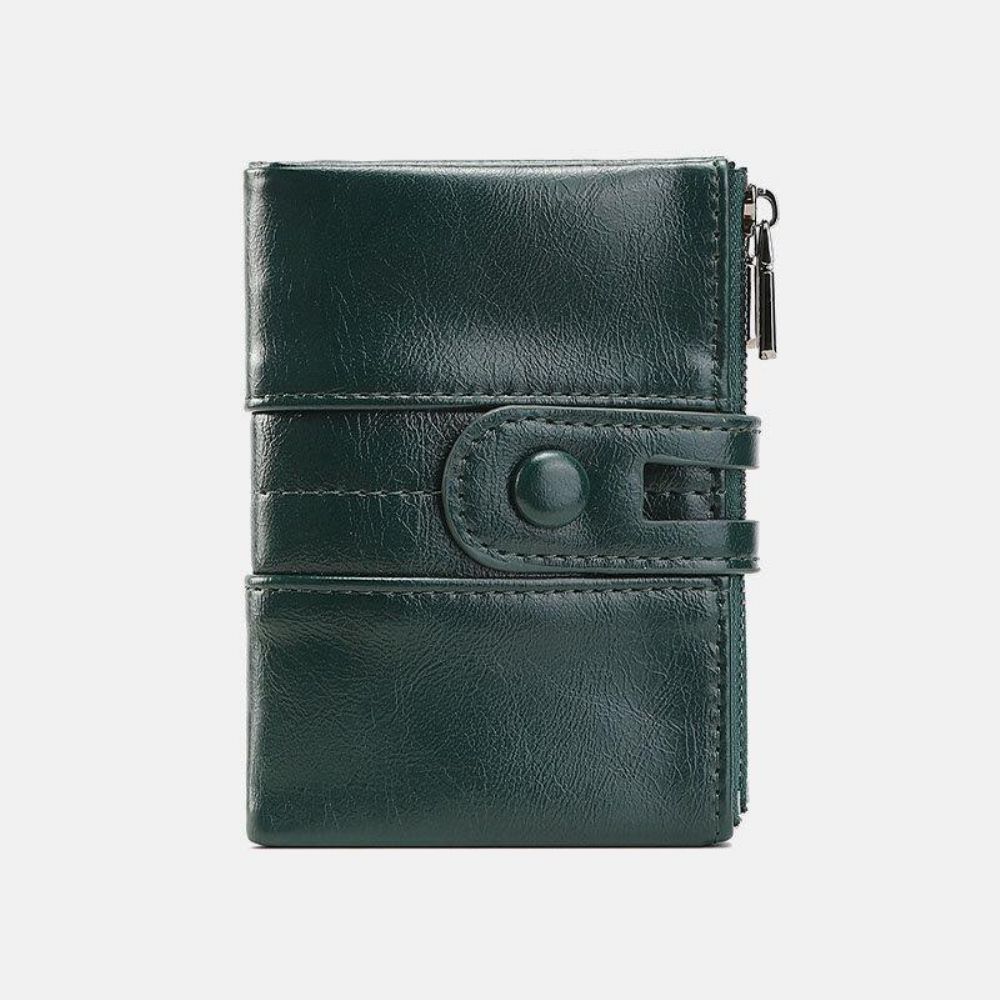 Damen Anti-Diebstahl 6 Kartenfächer Oil Wax Bifold Wallet Purse