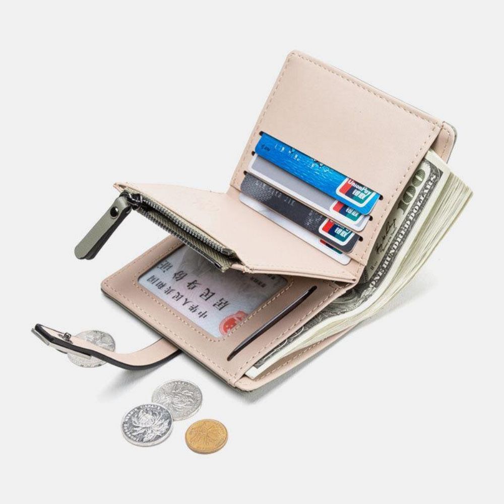 Frauen 6 Kartenfächer Bifold Solid Short Wallet Purse