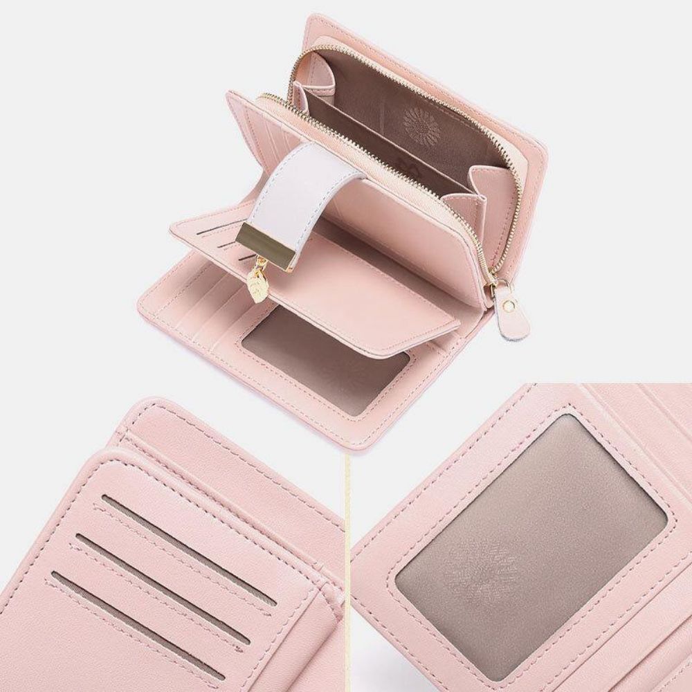 Frauen Echtes Leder Anti-Diebstahl Multi-Slots Bifold Wallet Purse Clutches Bag