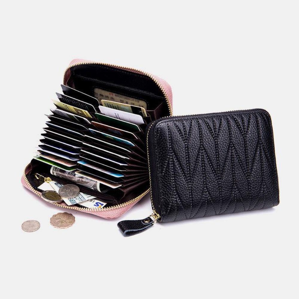 Frauen Echtes Leder Multifunktions Multi Card Slot Travel Small Wallet