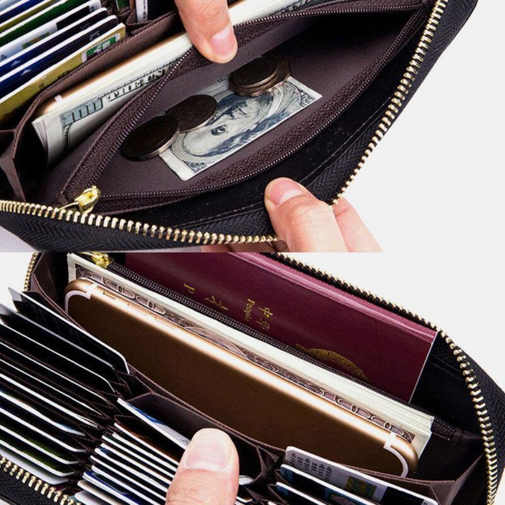 Frauen Echtes Leder Organ Design Multi-Card Slot Clutch Geldbörse Lange Geldbörse