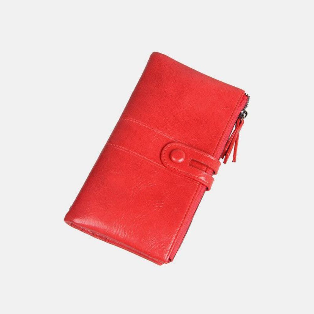 Frauen Multi-Slots 12 Kartenfächer Zipper Bifold 6.3Inch Phone Long Wallet