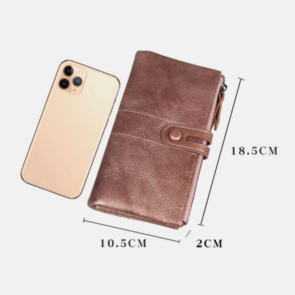 Frauen Multi-Slots 12 Kartenfächer Zipper Bifold 6.3Inch Phone Long Wallet