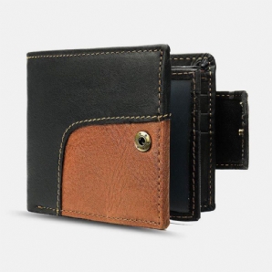 Herren Echtes Leder Bifold Anti-Diebstahl Multi-Kartensteckplatz Retro Casual Kartenhalter Münzgeldbörse