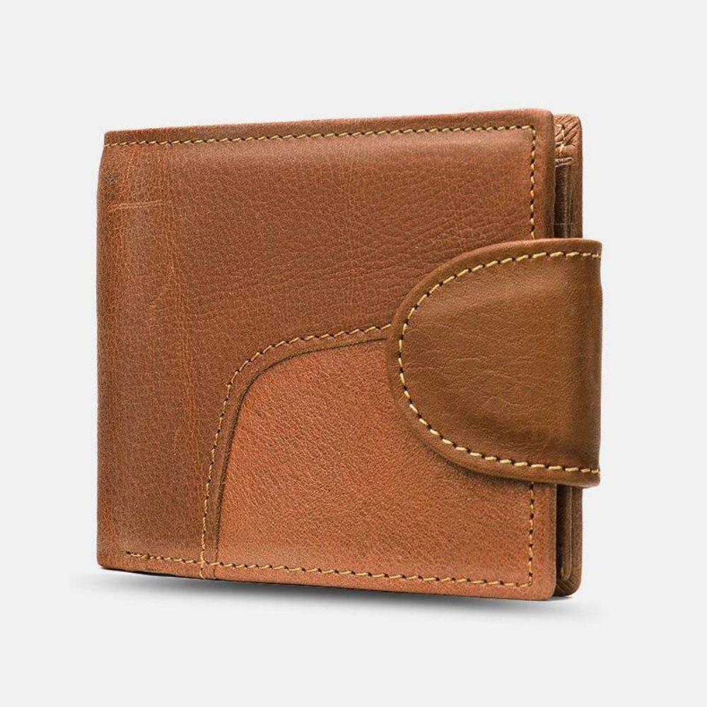 Herren Echtes Leder Bifold Anti-Diebstahl Multi-Kartensteckplatz Retro Casual Kartenhalter Münzgeldbörse