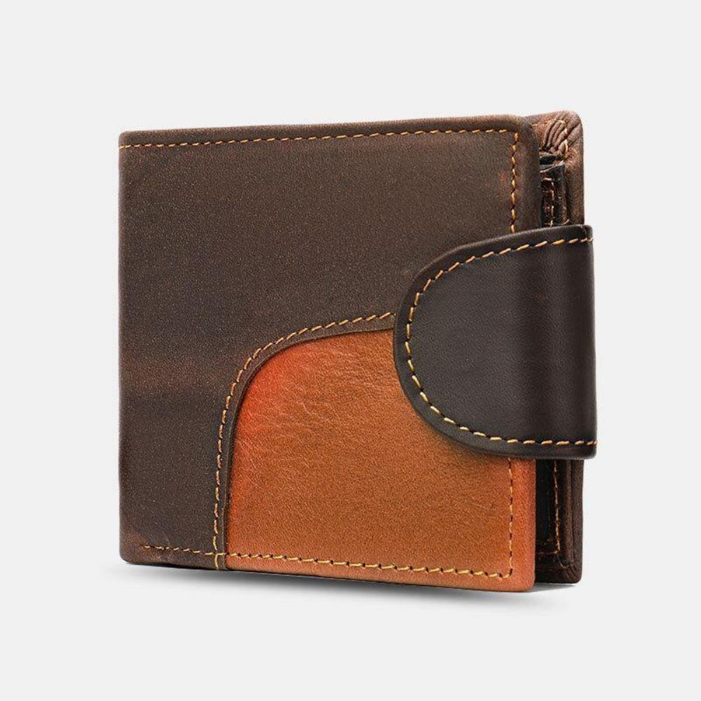 Herren Echtes Leder Bifold Anti-Diebstahl Multi-Kartensteckplatz Retro Casual Kartenhalter Münzgeldbörse