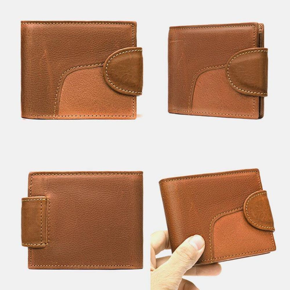 Herren Echtes Leder Bifold Anti-Diebstahl Multi-Kartensteckplatz Retro Casual Kartenhalter Münzgeldbörse