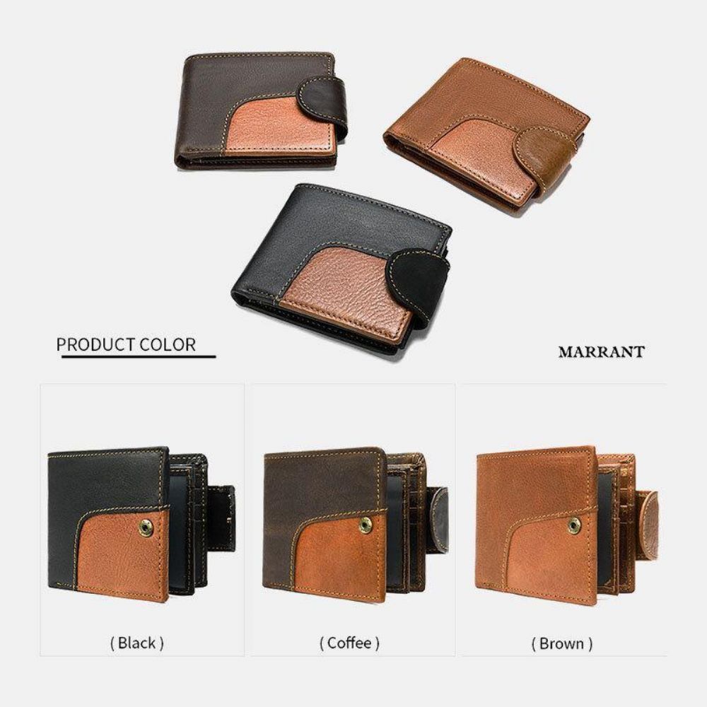 Herren Echtes Leder Bifold Anti-Diebstahl Multi-Kartensteckplatz Retro Casual Kartenhalter Münzgeldbörse