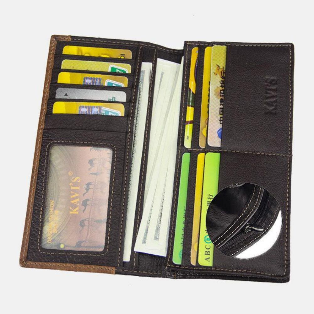 Herren Echtes Leder Retro Mode Multi-Slot Leder Clutch Wallet Kartenhalter Wallet