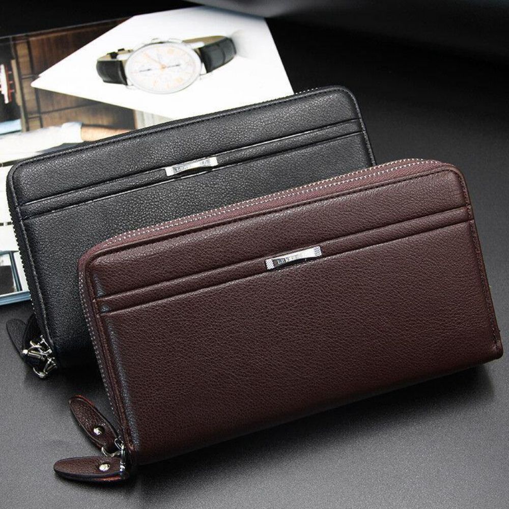 Herren Kunstleder Große Kapazität Business 5.8 Zoll Handy Clutch Wallet Multi-Slot Card Holder Wallet