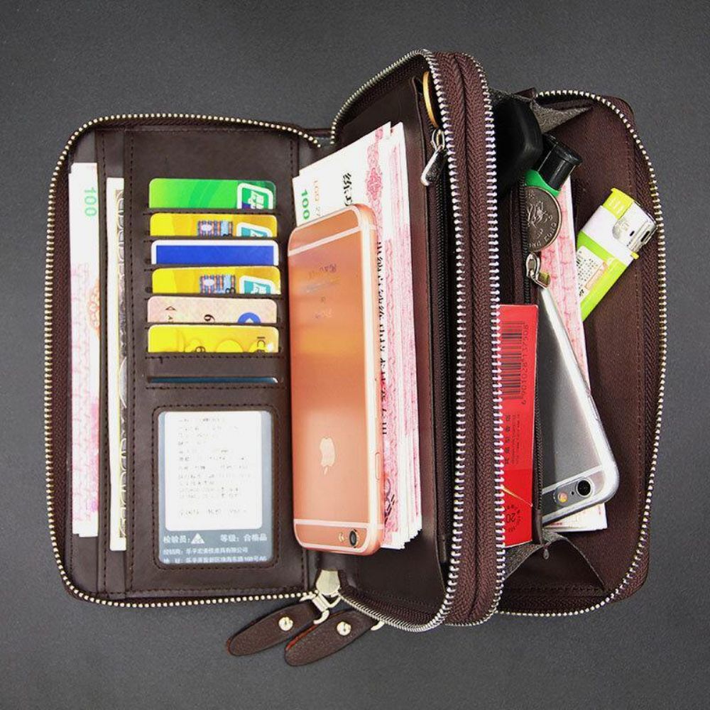 Herren Kunstleder Große Kapazität Business 5.8 Zoll Handy Clutch Wallet Multi-Slot Card Holder Wallet