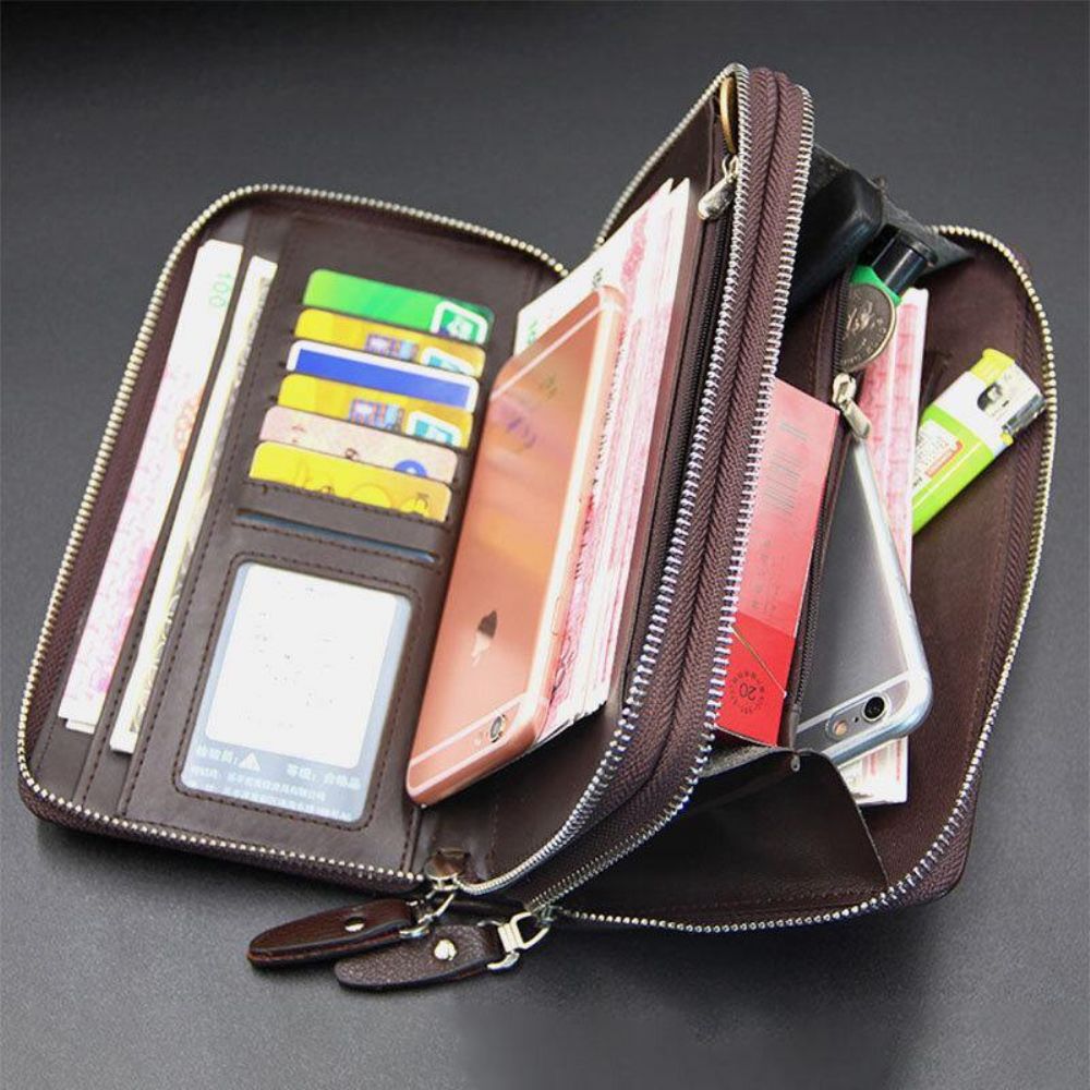 Herren Kunstleder Große Kapazität Business 5.8 Zoll Handy Clutch Wallet Multi-Slot Card Holder Wallet